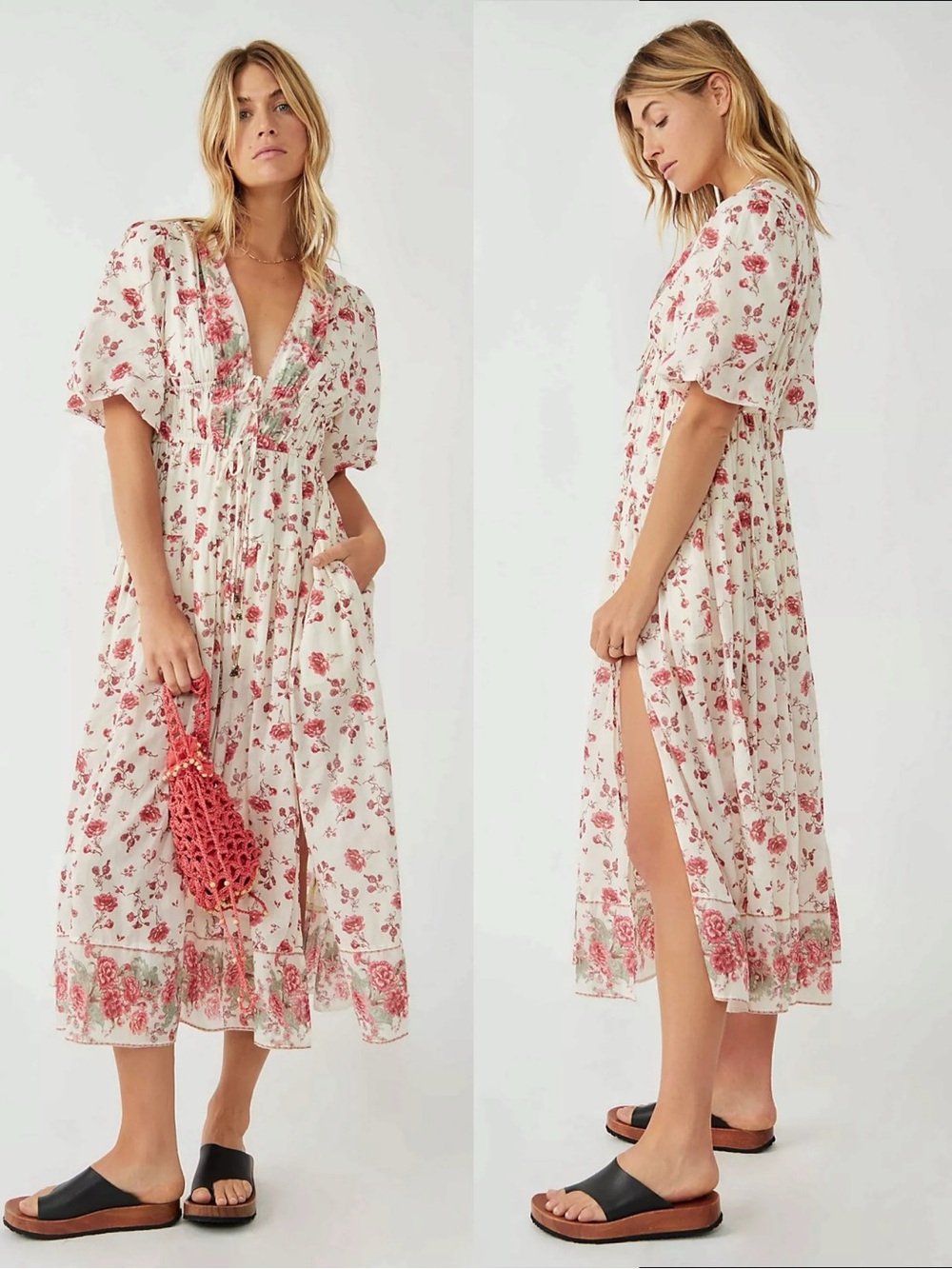 Free People Lysette Maxi Dress in Tea Combo Small Bohemian Gypsy Indian Cotton - Picture 3 of 15